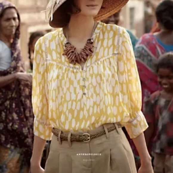 Anthropologie Tops - Anthropologie Dolan Flowering Pasture Silk Blouse